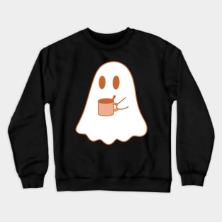 A cute ghost with a cup of tea/coffee/hot chocolate Crewneck Sweatshirt